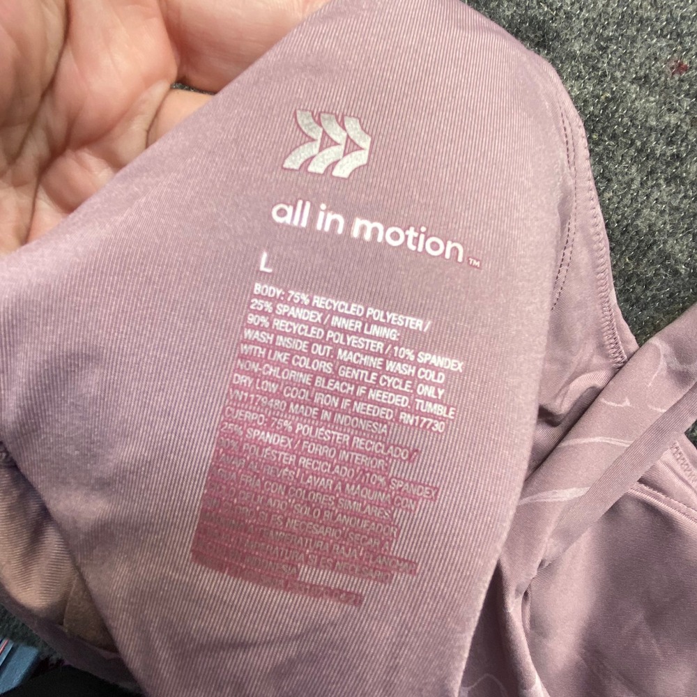 All in Motion Women Mauve Marble Light Support Longline Sports Bra Size L - Picture 6 of 6